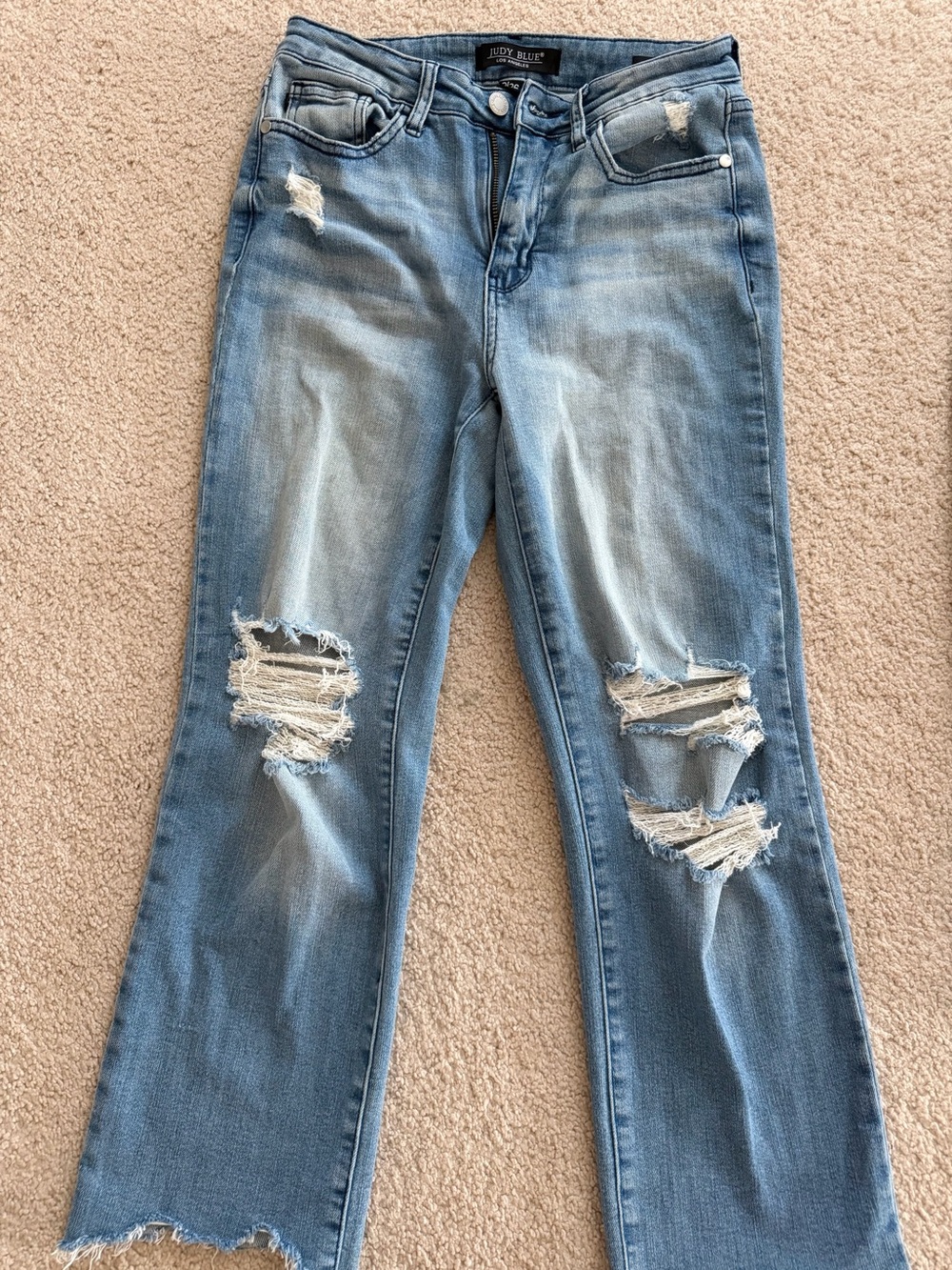 Judy Blue Light Blue Ripped Straight-Leg Jeans